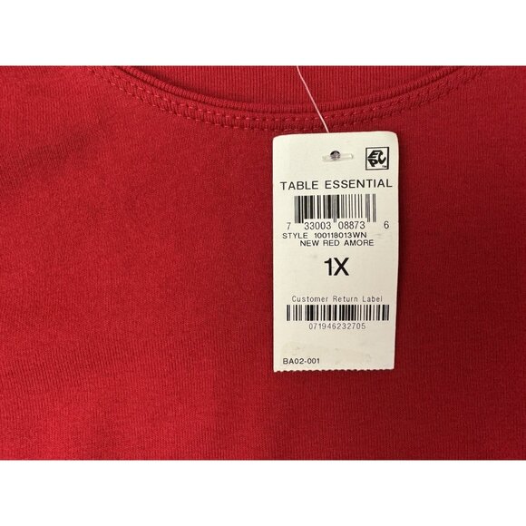 Karen Scott Size 1X Womens Red Top Long Sleeve Round Neck Stretch - Picture 2 of 4